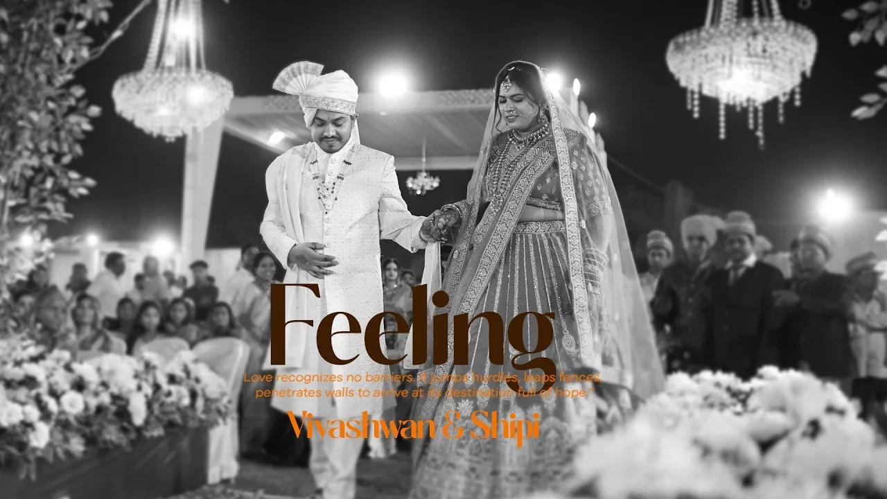 Cover image of a black-and-white wedding highlight film