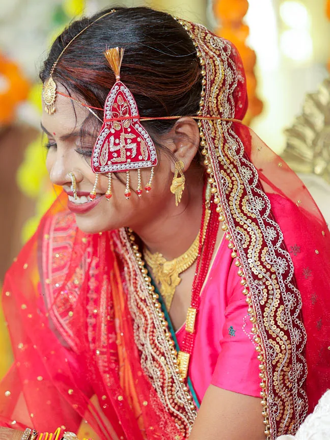 Bride wearing kaleeras during the wedding rituals